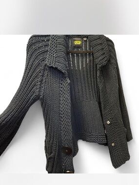 POP Black Chunky Knit Cardigan